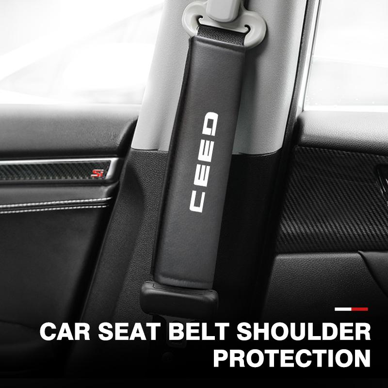 AEV5 Car Seat Belt Leather Safety Shoulder Cover Protection Pad For KIA Ceed Sportage Rio K5 K2 Cerato Proceed Venga Sedona