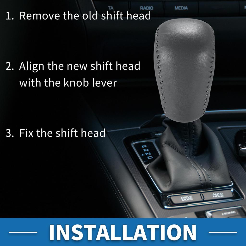 ABSOPRO Автоматическая ручка переключения передач для Toyota Camry Пластик Искусственная кожа Автомобильная ручка рычага переключения передач Серая с серой строчкой 2007-2014,