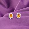 Oval Natural Citrine November Birth Stud Post Boho Earrings 925 Sterling Silver EE-149-12