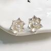White Flowers Imitation Pearl Stud Earrings Elegant Alloy Jewelry Delicate Gift for Girls
