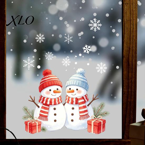 Holiday Atmosphere Home Accents Christmas Snowman Static Glass Sticker, PVC Waterproof Window Decals for Stickers Decoration, Snowflake Clings