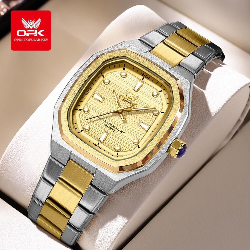 OPK 6044 Quartz Man Watch Steel Strap Waterproof Luminous Auto Date Men's Wristwatches Simple Fashion Watches For Men