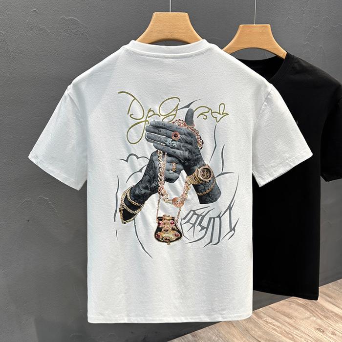 Новая летняя мужская футболка с коротким рукавом, хлопковая, американская, с принтом, тонкая, короткая, топ