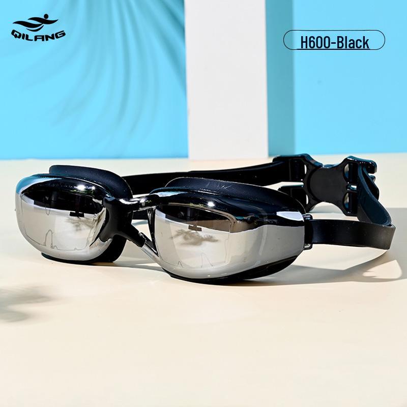 Qilang Adult Unisex Anti-Fog Plated Swimming Goggles with Earplugs