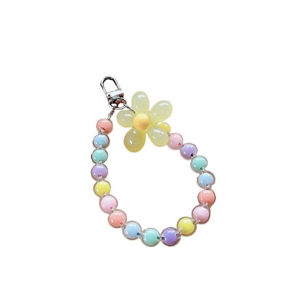 Женский ремешок на запястье для телефона ярких цветов, цветочные бусины, веревка для телефона на запястье, анти-потерянный чехол для мобильного телефона, ручной ремешок