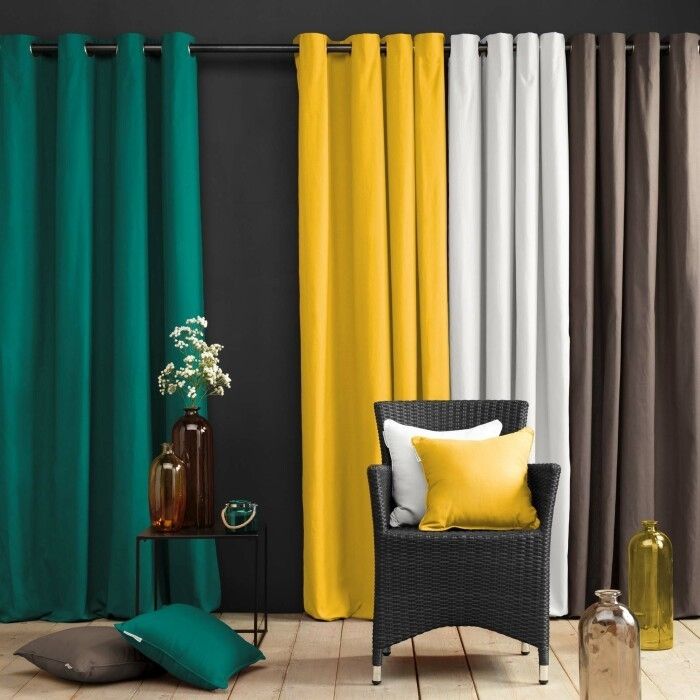 Штора на люверсах 140 x 240 см однотонный хлопок панама Медовый