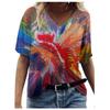 Summer V-neck 3D Color Printed Top Fashionable Casual Short Sleeved Women's T-shirts
