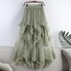 Mushroom Edge Irregular Mesh Midi Tulle Skirt - High Waist Puffy Swing Fairy Skirt