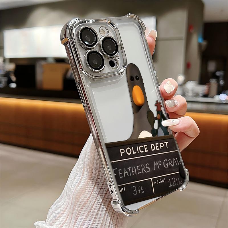 Cute penguin shooter Plating Phone Case For Samsung S26 S25 S24 S23 S22 S21 S20 FE Note20 Edge Plus Ultra 4G 5G Anti Fall Airbag