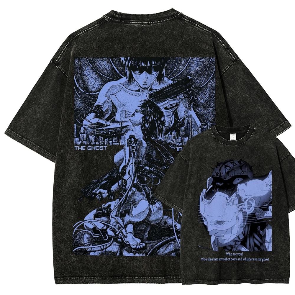 Ghost in the Shell Washed Tshirt NewModel Anime Lover Tshirt Oversized Year round clothing Unisex Streetwear Yk Short Sleeves