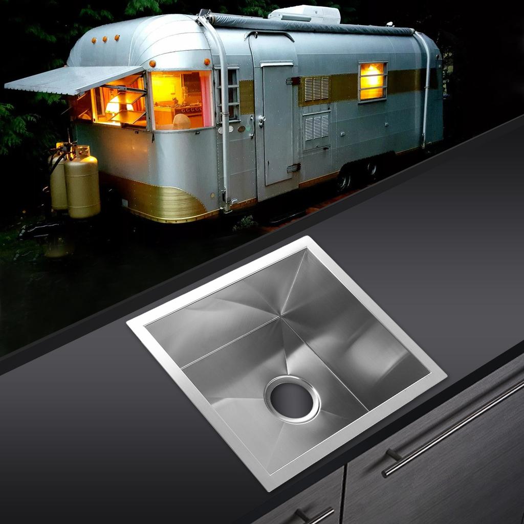 Прямоугольная раковина для RV, нержавеющая сталь, 400x350x203 мм, устойчивая к ржавчине, большая вместимость для Кампе