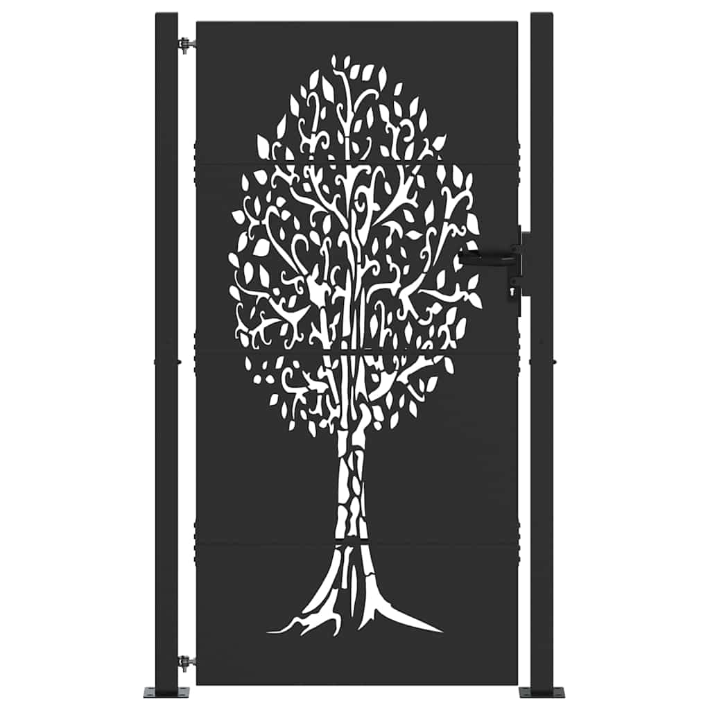 Garden Gate Black 110 x 180 cm Powder Coated Steel