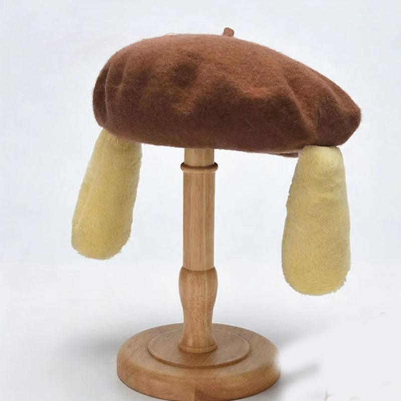 Kawaii Yellow Long Ears Beret for Women Girls Cute Plush Ear Painter Hat Sweet Cartoon Cap Daily JK Lolita Outfit Accessory Caps
