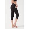 Women's Black High Waist Collecting Double Pocket Below Knee Capri Leggings Capri