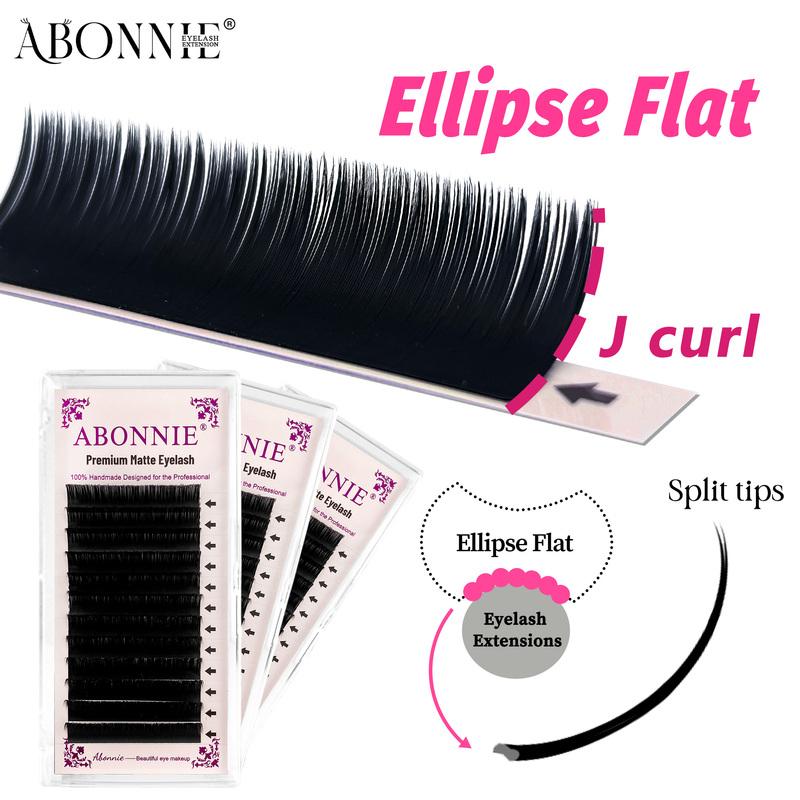 Abonnie J Curl Ellipse Flat Lashes Fluffy Volume Eyelash Extension Natural Soft Eyelashes