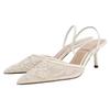 Elegant Mesh Embroidered Flowers Designer Heeled Sandals Women 2025 Summer Sexy Slingback Pointed Toe Thin High Heels Dress Shoe