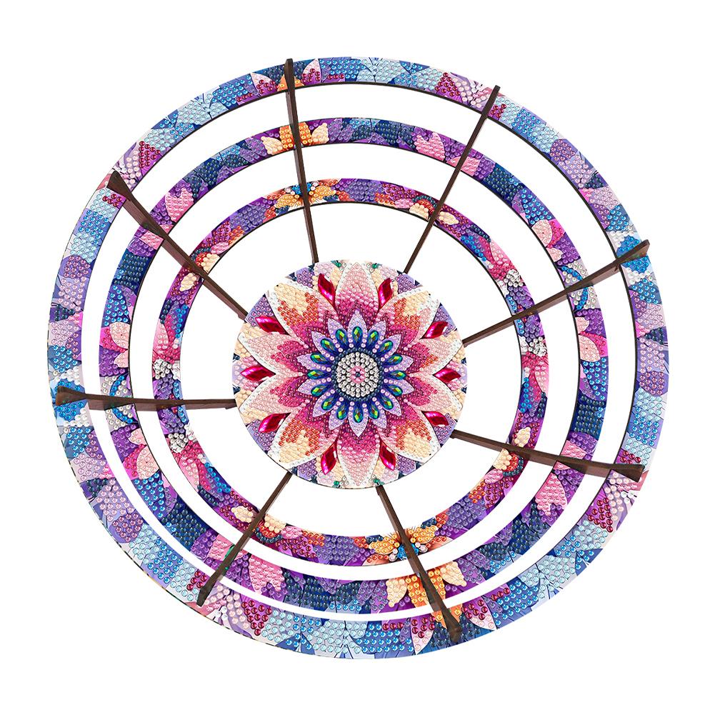 Flower Diamond Painting Wooden Serving Tray Decorative Diamond Painting Dinner Plate Tray Good for Parties Or Bed Food Tray