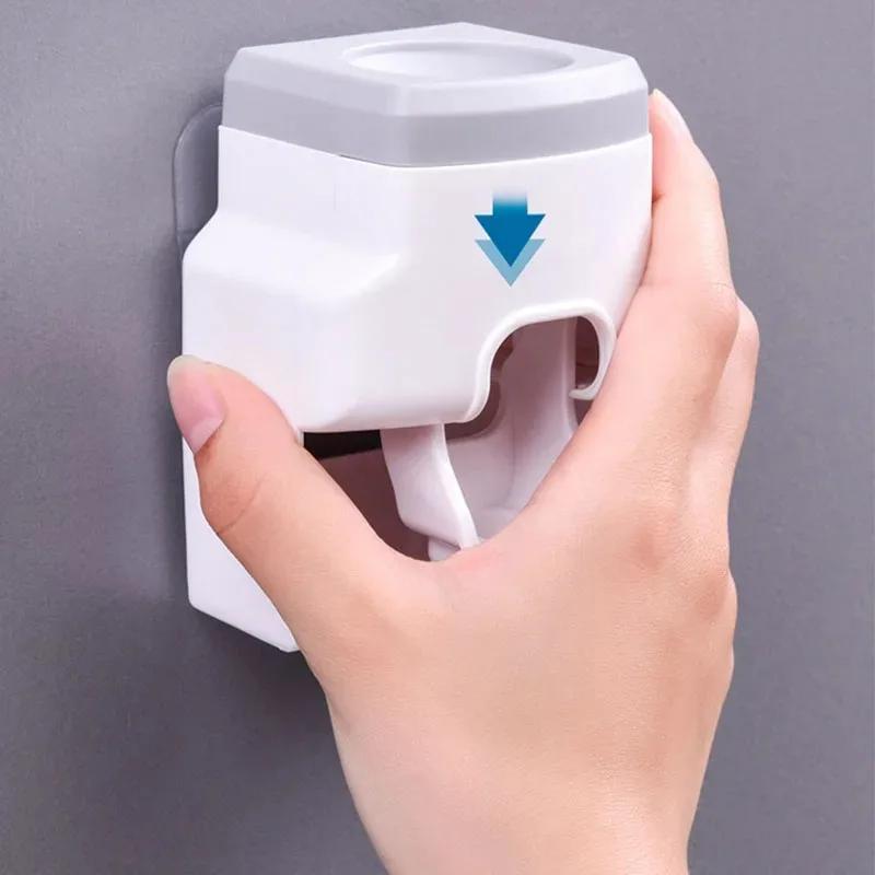 Wall Mounted Toothbrush Holder Toothpaste Squeezer Multifunction Automatic Toothpaste Dispenser Bathroom Toothbrush Stand Rack