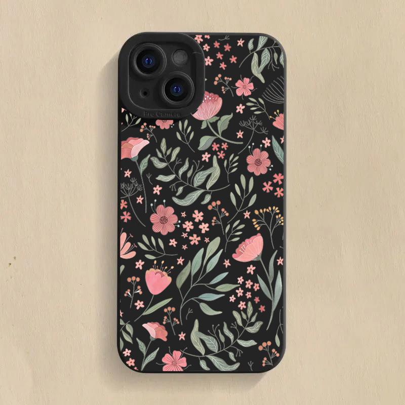 Fresh Rainbow Floral Art Print Phone Case for iPhone 17 16 15 14 13 12 11 Series Pro Max Plus Double Layer Protection