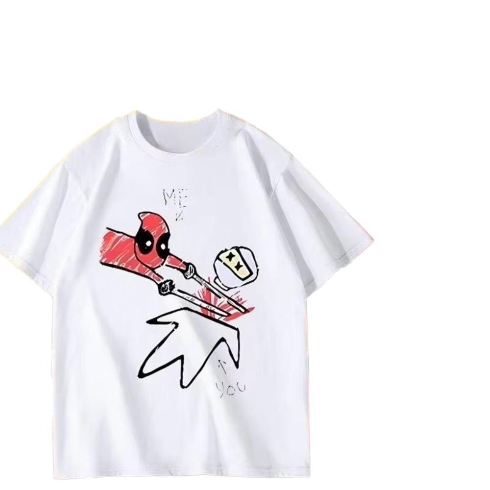 Deadpool Funny Hero Printing Loose Crew Neck TShirt Unisexs and Womens Short Sleeves Funny Clothes Unisex Clothing Cotton