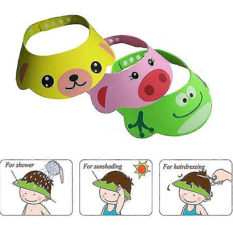 3pcs Adjustable Baby Shower Cap Toddler Kids Shampoo Bath Shower Cap