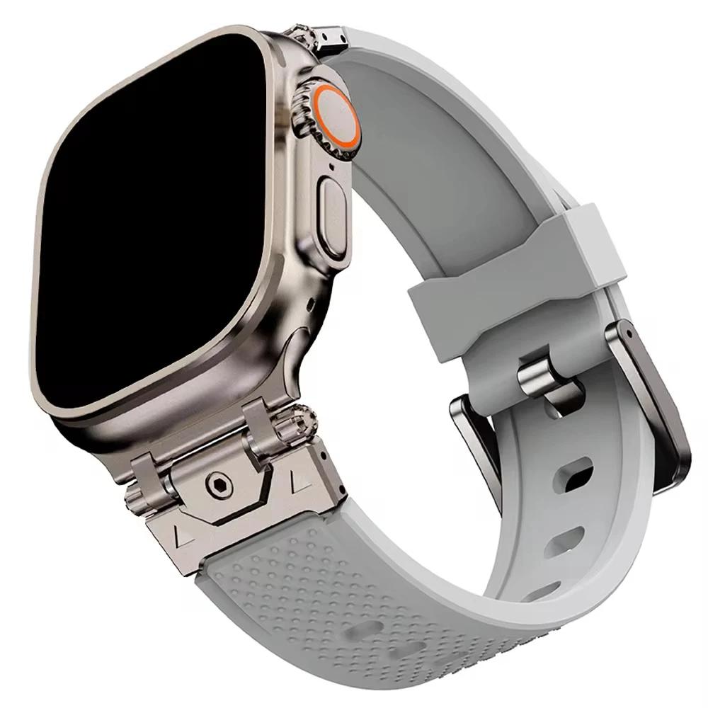 Спортивный ремешок из каучука титанового цвета для Apple Watch Ultra 2 49 мм Серии 9 8 7 45 мм 42 44 мм Ремешок для iWatch ULTRA 6 5 4 se