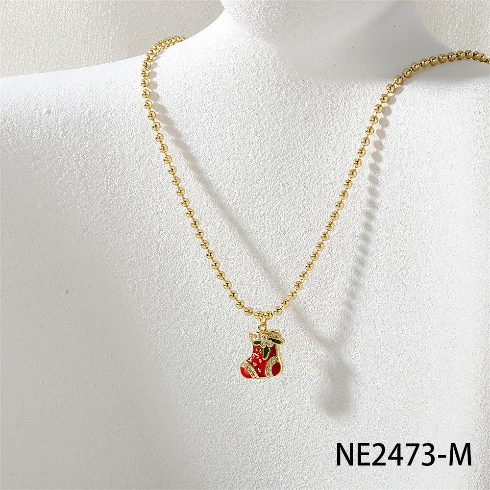 Рождественская коллекция: Ожерелье из бусин с шармами в виде дерева, снеговика, Санты, оленя, венка, перчаток и носков