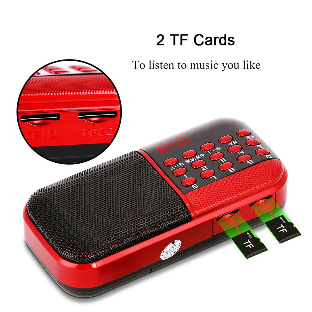 Memory Card Music Mini Speaker Radio 87.5‑108MHz FM Stations Noise Cancelling Digital FM Radio