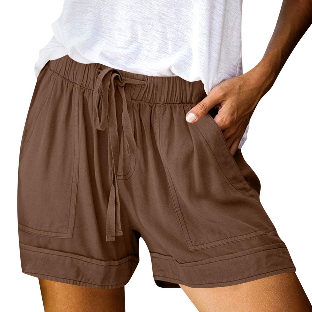 Женские повседневные летние эластичные пляжные шорты однотонные повседневные шорты