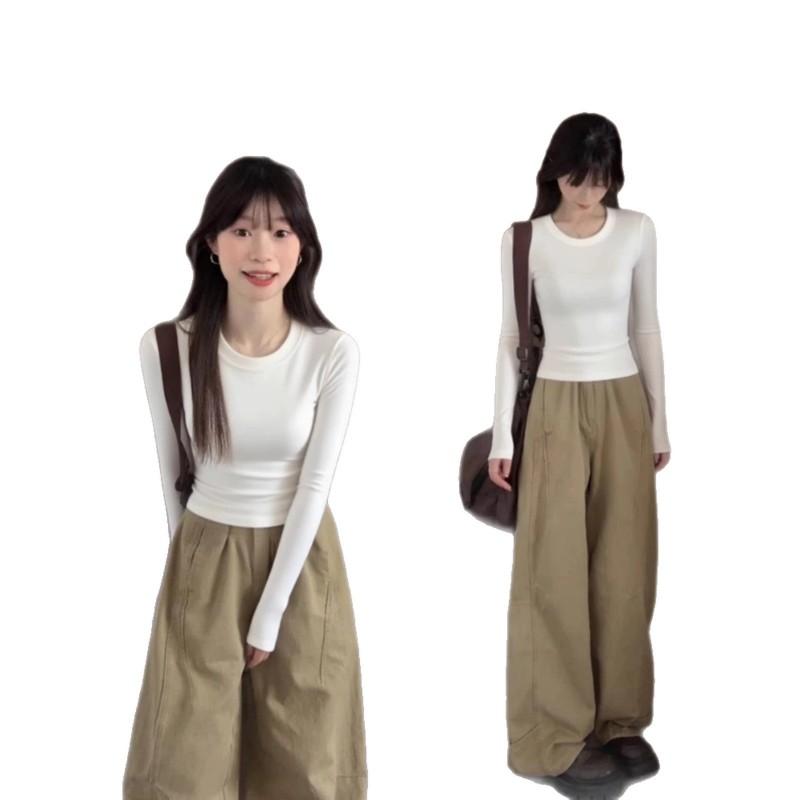 Womens Slim Fit Long Sleeve T-Shirt Basic Casual Round Neck Top Daily Wear