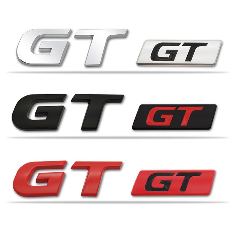 AAWI1 3D Car Sticker GT Logo Metal Emblem Badge Decals compatible compatible for 206 207 307 208 2008 RCZ GT Polo Golf 5 7 Passat B5