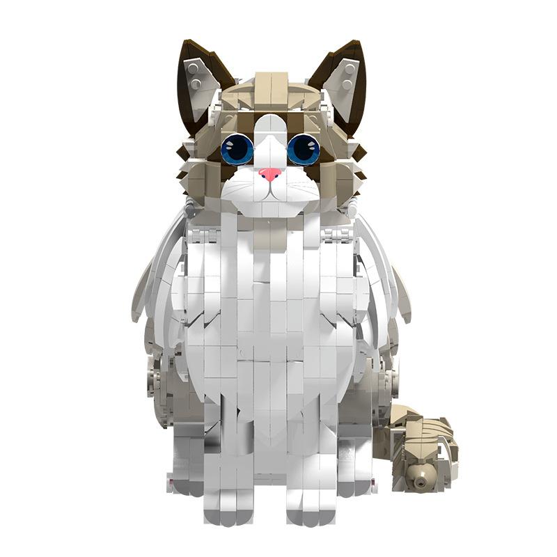 MOC Большая кошка рэгдолл Строительные блоки Животное Кошка Питомец Модель Настольное украшение Детская игрушка-конструктор Креативный MOC Подарок