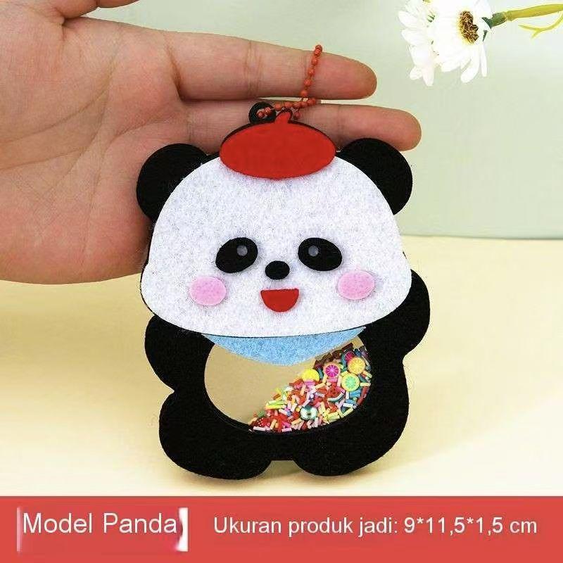 Non-Toxic Diy Animal Shake Pendant Art Craft Kits For Kids Children Easy To Paste Non Woven Shaker With Chain Children Handmade Toysgift