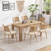 6 Dining Chairs, PU Seat, Rattan Backrest, Living Room, Bedroom Chair, Beige