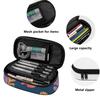 Pencil Bag Large Capacity Zipper Closure 300D Polyester with Spacious Main Pocket Mesh Layer and Pen Slot Divider for Students