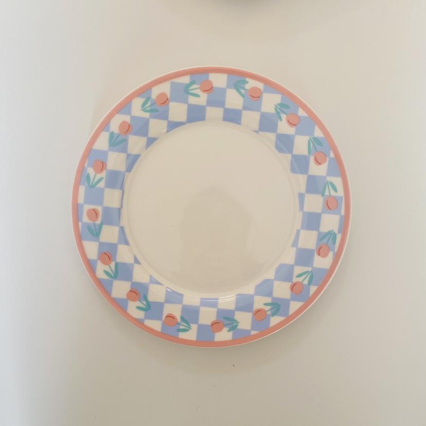 Ins Style, красивая, красивая тарелка с шахматным узором, сине-белая керамическая тарелка с тюльпанами, десертная тарелка для торта, салата, завтрака, подарок