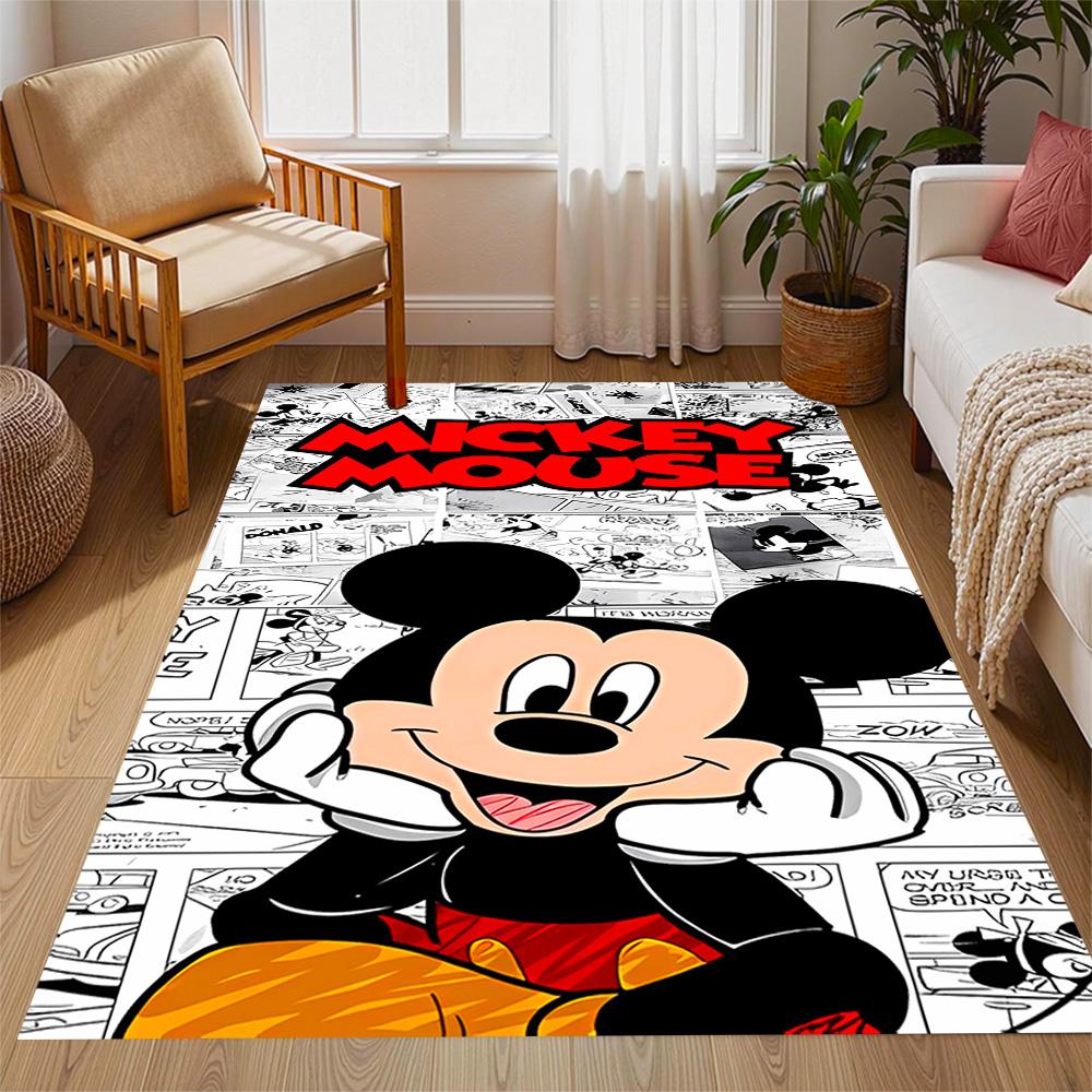 Mickey Mouse Adventure Disney Cartoon Theme Anti-Slip Rug - Polyester, Home Decor, Suitable for Bedrooms, Living Rooms, Doorways, and Studios