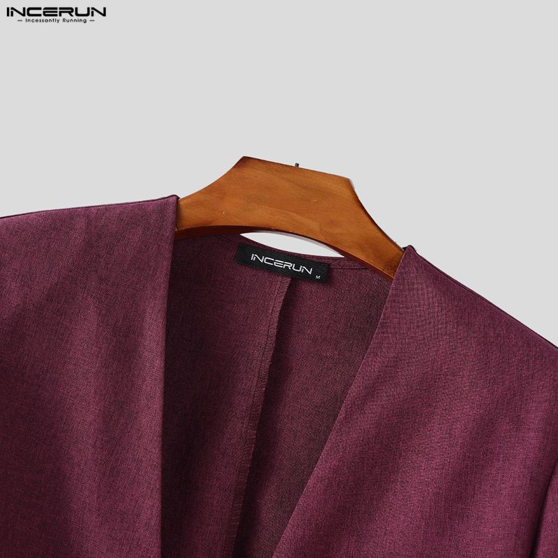 INCERUN Мужские костюмы из двух частей: тонкий блейзер с длинным рукавом, длинные прямые брюки, свободные комплекты