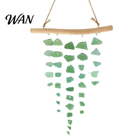 Nautical Wind Chime Sea Glass Chime, Handmade Driftwood Coastal Beach House Hanging for Home Window Decor Colorful