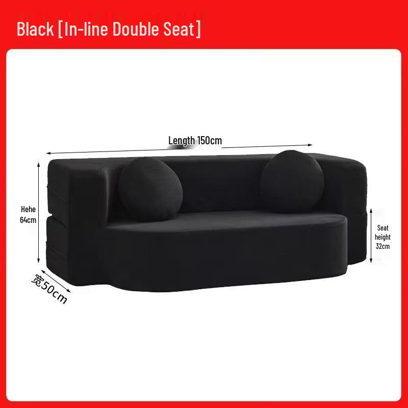 Dual-Purpose Foldable Fabric Sofa Bed for Three