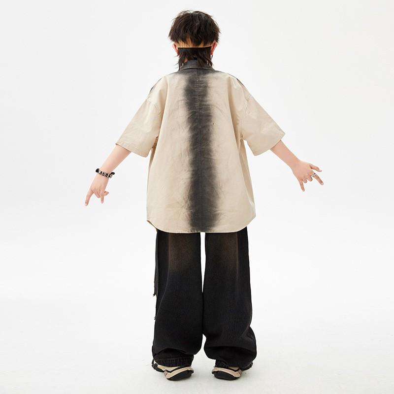 Kids Hip Hop Dance Outfit Set Boy Girl Streetwear Performance Costume Cotton Shirt Pants Vest Hat Necklace