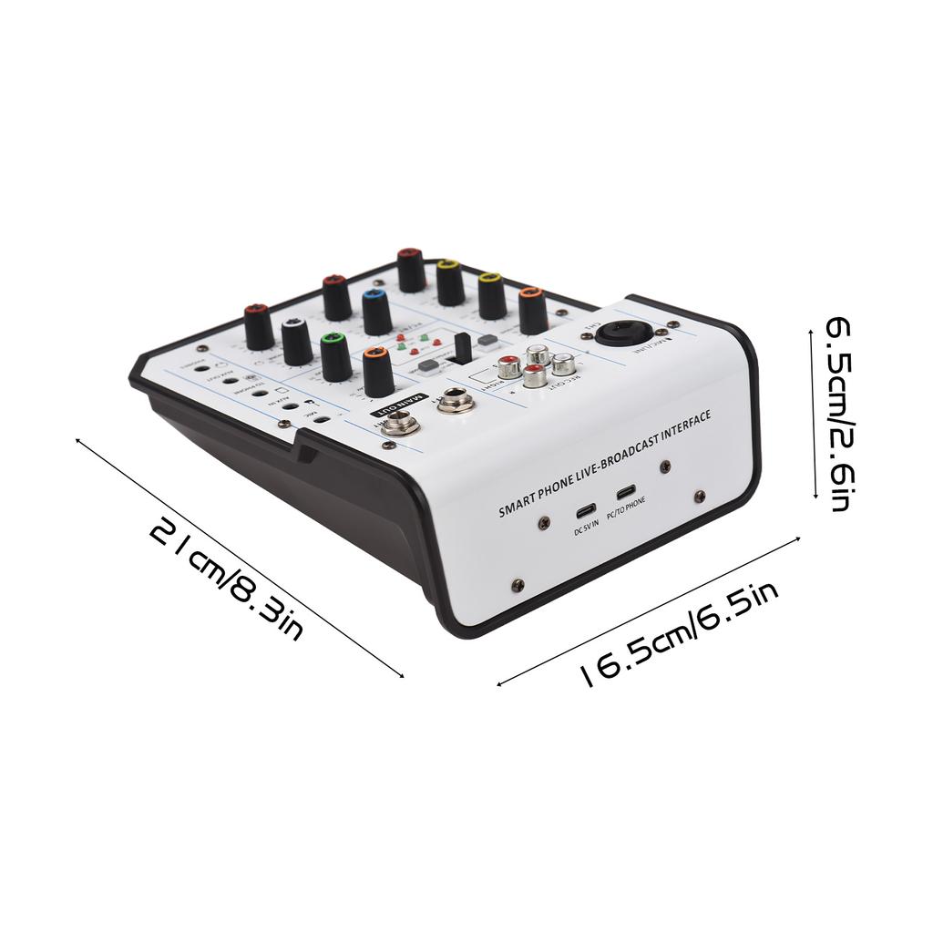 Audio Mixer 3-Channel Mixing Console 48V Phantom Power for Home Studio Recording DJ Network Live