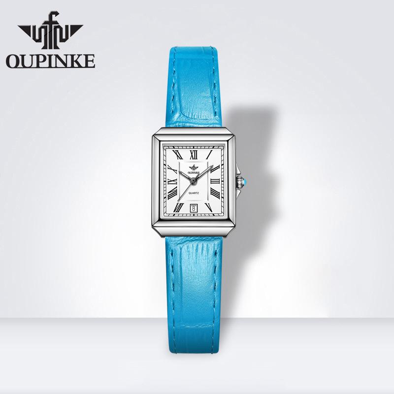 OUPINKE Брендовые часы, прямоугольные модные кварцевые часы, водонепроницаемые, простые, компактные, женские часы высокого уровня внешнего вида, женские часы
