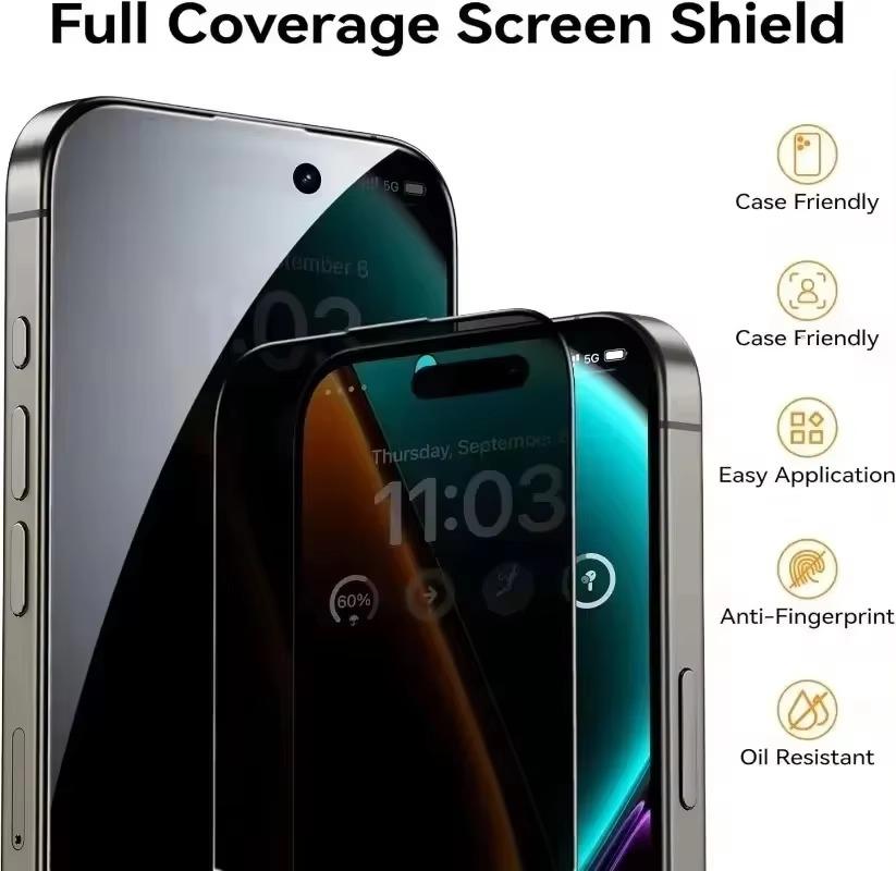 3 шт. защитное закаленное стекло для iPhone 16 15 14 13 12 11 Pro Max антишпионские защитные пленки для iPhone XS Pro Max XR 7 8 Plus SE