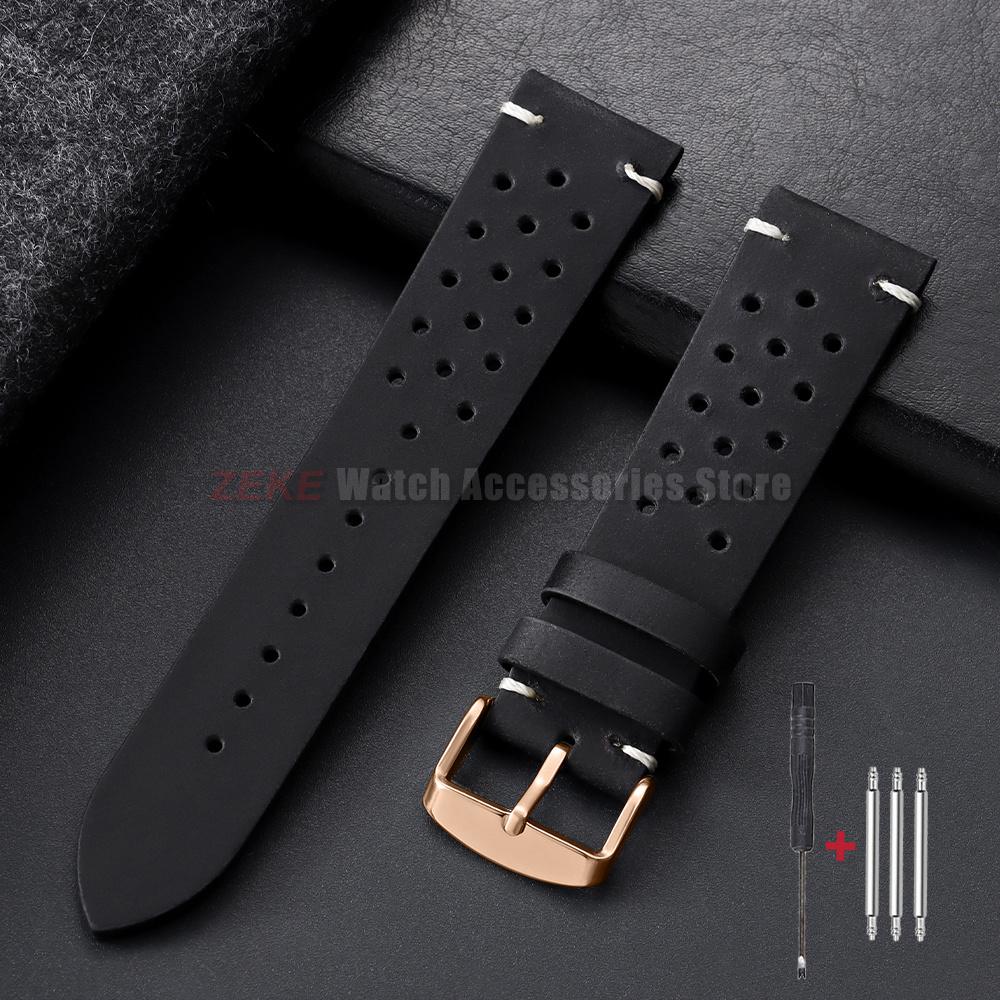 Watchband 18mm 19mm 20mm 21mm 22mm 24mm Handmade Stitching Cowhide Strap for Omega Men Perforated Breathable Wristband for Seiko