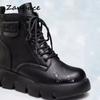Womens Short Boots 2024 Leather Comfortable Ankle Boots Waterproof Thick-soled Padded Warm Women Shoes Casual Platform Boots