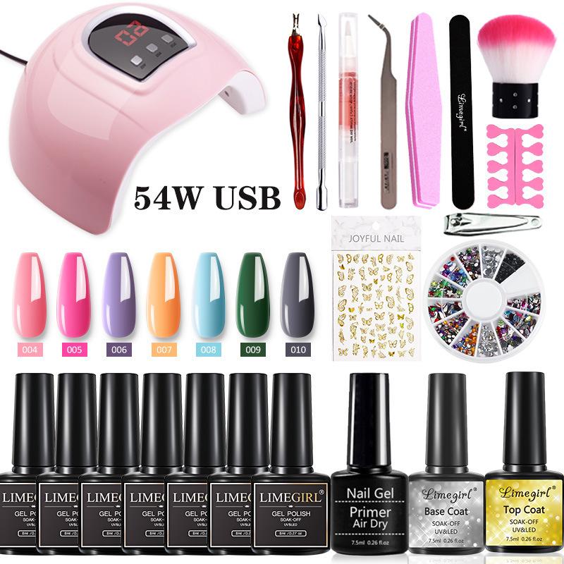 Nail Lamp UV LED Nail Tool Kit Full Set Nail Dryer Nail Clipper Set Professional Manicure Tools for Home DIY Beginners Portable