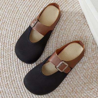 Баотоу Полутапочки для женщин Новые Летние Ретро Японские Повседневные На плоской подошве Милые Мягкая подошва Обувь Биркен для женщин