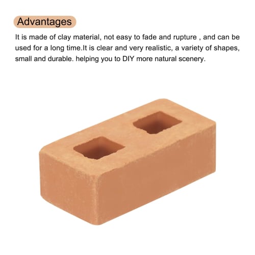 uxcell Miniature Bricks Clay Mini Wall Bricks Model Building Set for Model Building Dolls, Pet Houses, and Gardens, Red, 50 Pieces, 1/12 Scale, 28x14x