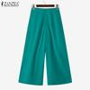 ZANZEA Женские винтажные плиссированные свободные широкие брюки